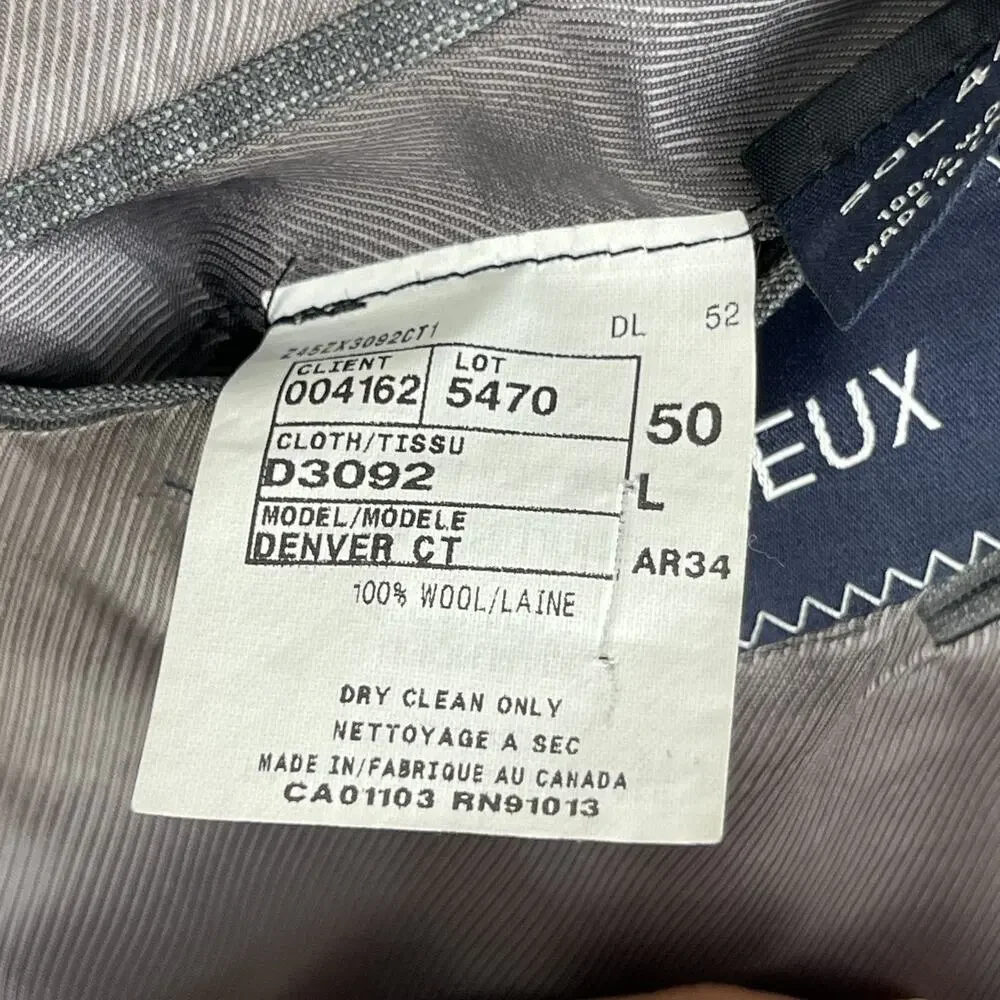 Cremieux Loro Piana Wool Blazer Sport Coat Mens 50L Gray Pin Stripe Super‎ 130s